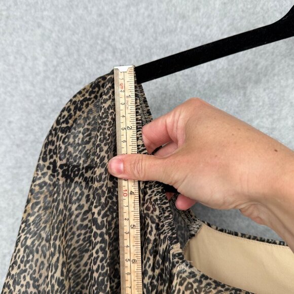 Anthropologie Womens Off-the-Shoulder Shirred Mesh Top Size XL Leopard Print NEW - Picture 9 of 12